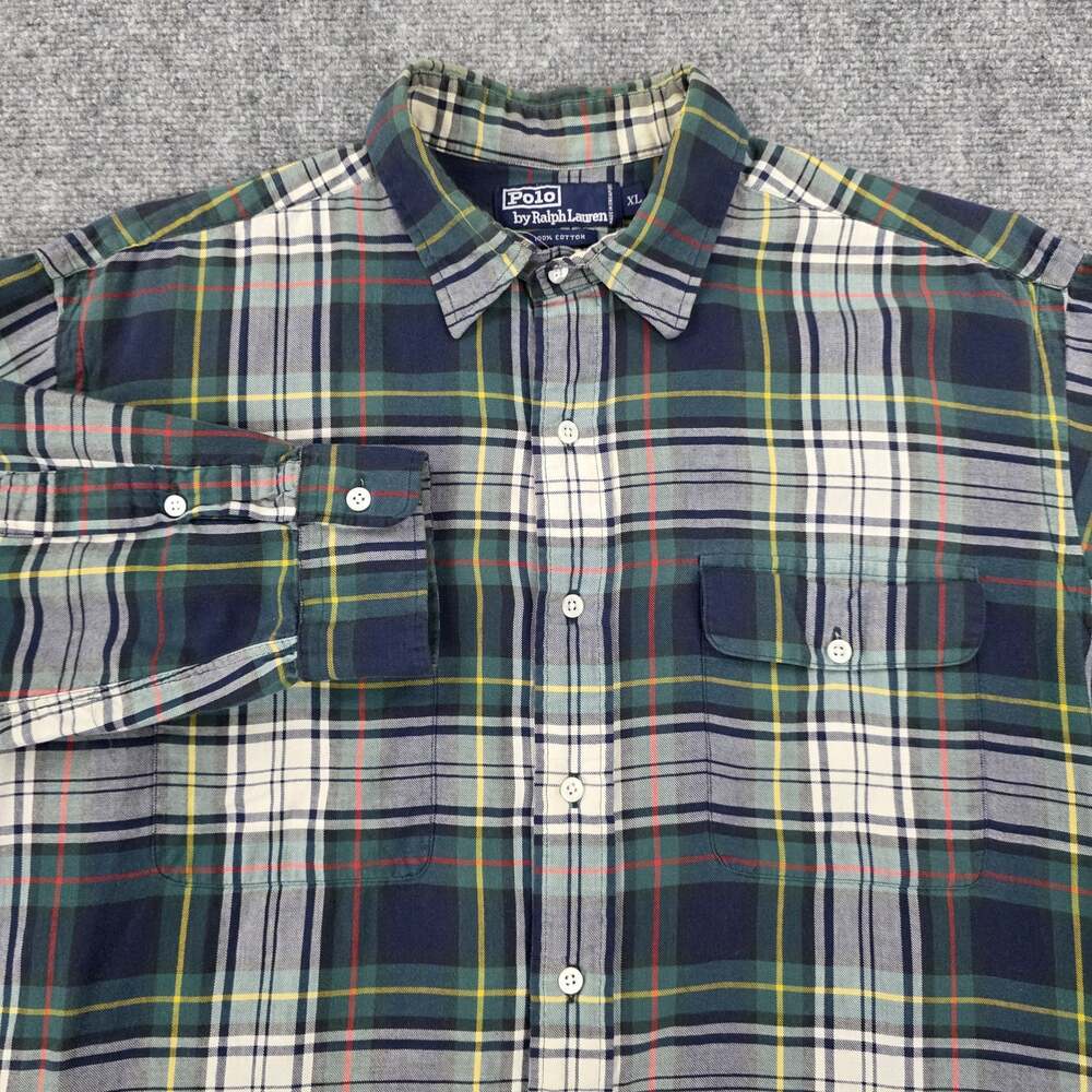 Polo Ralph Lauren Shirt Mens XL Plaid Button Up Classic 2 Pocket Casual Y2K